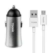 Carregador Veicular Yookie PC1 - 12W - 2X USB - com Cabo USB/Micro USB - Prata