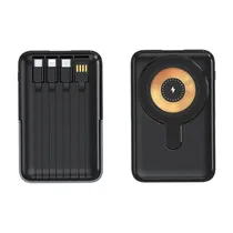 Carregador Portátil Powerbank Wireless Charger / 10000MAH / 5W / 2.1A / 5 Em 1 / Micro-USB / Lightning / USB-C / USB - Preto