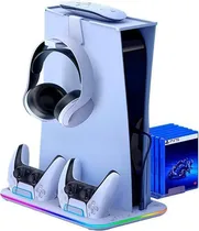 Estacao de Carga Multifunção para PS5 Fat STK-501 RGB White
