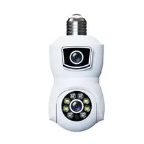 Camera de Segurança Panorâmica Lâmpada Inteligente IP Smart / 3.0MP / 1080P / Dual Lens / Microfone / Alarma / Detecção Humana / Visao Noturna / Wifi / App Icsee - Branco