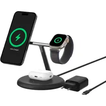 Carregador Wireless Belkin WIZ023VFBK 3-IN-1 15W Magsafe QI2 Stand iPhone-Watch-Airpod 15W Preto