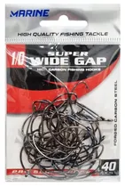 Anzol Marine Sports Wide Gap Black Nickel 1/0 com 40 Pçs