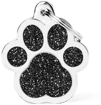 Medalha de Identificação Myfamily Shine Pé Grande com Glitter GL02BIGBLACK - Preto