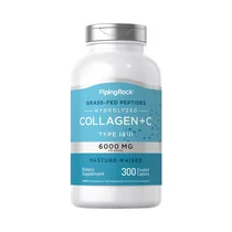 Suplemento Piping Rock Collagen + C Type I & III 6000MG 300 Cápsulas