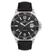 Relogio Analógico Masculino Daniel Klein DK.1.13905-1 Premium Gents / Pulseira de Couro Genuino - Preto/Prata