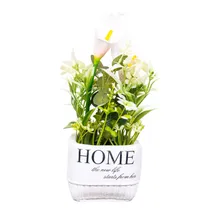 Vaso Planta Artificial Copo-de-Leite Branco Decorativa