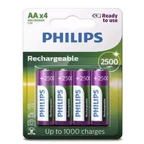 Pilha Recarregavel Philips AA 2500MAH 4 Pçs