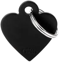 Medalha de Identificação Myfamily Coração Pequeno MFB35 - Preto