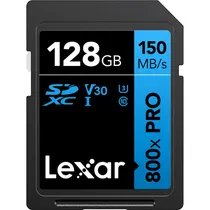 Memória SD Lexar 800X Série Azul Alta Performance 150-30 MB/s C10 U3 V30 128 GB (LSD0800P128G-Bnnnu)