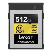 Mem CF Express 4.0 512GB Lexar Professional Tipo B Gold Series 3600-3300 (LCXEXP4512G-Rneng)