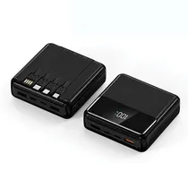 Carregador Portatil Powerbank Luo LU-6079 / 20800MAH / 2X USB-A / 2X USB-C / Cabo Embutido Micro-USB / USB-C / Lightning / USB-A - Preto