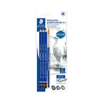 Lápices de Grafito Staedtler Mars Lumograph Aquarell Pencils 100A SBK4 3 Unidades