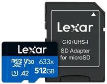 Memória Micro SDXC Uhs-I Lexar 633X 100-70 MB/s - 512GB