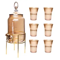 Servidor de Sucos de Vidro Decorativo - Dourado