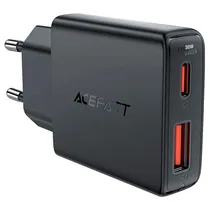 Carregador Acefast A69 30W USB-A+C Negro  Carregador ...