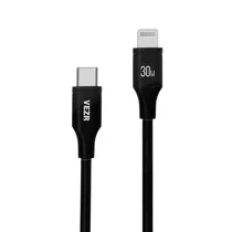 Cabo Vezr VD09 - 30W - USB-C/Lightning - 1.2 Metros - Preto