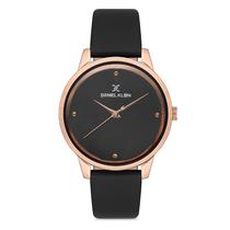 Relogio Analogico Femenino Daniel Klein DK.1.12685-5 Premium Ladies / Pulsera de Cuero Genuino - Preto/Rose Gold