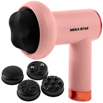 Massageador Muscular Recarregável Megastar FMA4R com 5 Cabeças - Rosa