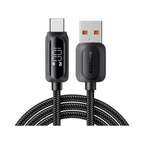 Cable de Datos Essager ES-X57 EXCT-XLC01-P USB-A A USB-C 100 W 3 Metros Negro