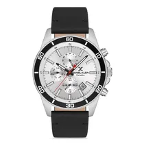 Relogio Analógico Masculino Daniel Klein DK.1.12736-1 Exclusive Gents / Pulseira de Couro Genuino - Preto/Prata