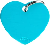 Medalha de Identificação Myfamily Coração Grande MFB65 - Azul Céu