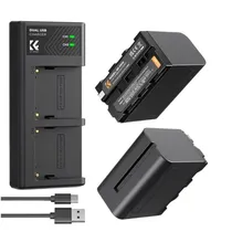 Kit Baterias + Carregador Duplo K&F para Sony NP-F970 - Preto (KF28.0047)