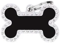 Medalha de Identificação Myfamily Glam Osso Grande com Brilhante BH05GM - Preto