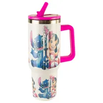 Copo Térmico Quencher IH401 Lilo - 1.2L - com Canudo - Branco e Rosa