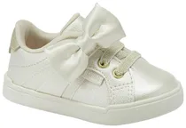 Tênis Infantil Klin Baby SKY 358 - Off White Perolizado/Dourado