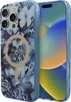 Capa Guess para iPhone 16 Pro Max GUHMP16XHJFCWB - Flowers Blue