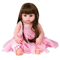 Boneca Baby Reborn V-51 - 48CM - Silicone - Vestido Rosa