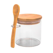 Pote de Vidrio Tampa de Bambu 8,5X8CM