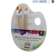 Paleta para Pintar com Set de Pinceis - 6 Pinceis - F0692