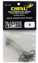 Anzol Encastoado Marine Sports Chinu Black 8 com 10 Pçs