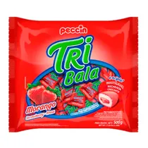 Bala Mastigável Peccin Tribala Morango 600G