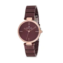 Relógio Analógico Feminino Daniel Klein Premium DK12190-5 - Bordô e Rosa Ouro