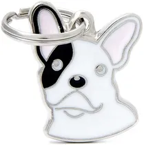 Medalha de Identificação Myfamily Friends Cão Bulldog Francês Preto e Branco MF24WHITE