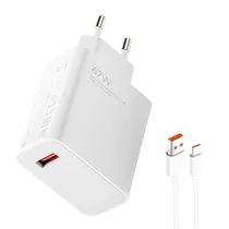 Carregador / Adaptador de Parede 67W MDY-M13-Es / USB-A + Cabo USB-A - USB-C - Branco