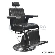 Cadeira de Barbeiro LM Pro: Elegância Clássica Em Preto e Cromo
