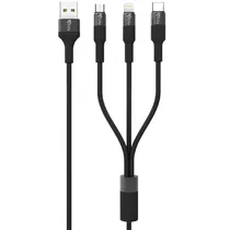 Cabo 4LIFE FLCALMT1M 3 Em 1 Micro USB + USB-C + Lightning - Preto 1 Metro