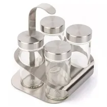Porta Temperos 04-PCS Inox/Vidro S533