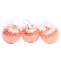 Bolas de Natal Rosa com Listras 8CM 3 Peças.