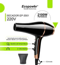 Ecopower Secador EP-3501 2100W 220V Negro/Rosa Gold