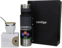 Combo Matero Contigo Garrafa Térmica 1.1L + Cuia + Bomba - Prata