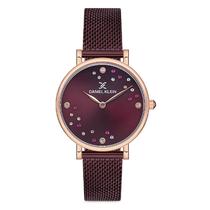 Relogio Analogico Feminino Daniel Klein DK.1.12758-7 Premium Ladies / Pulseira de Malha - Vinho/Rose Gold