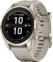 Relógio GPS Garmin Fenix 7S Pro Sapphire Solar 010-02776-17 - Dourado/Bege