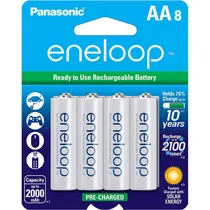 Pilha Recarregável Panasonic Eneloop BK-3MCCA8BA AA - 8 Unidades