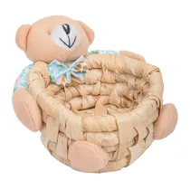 Cesta de Páscoa com Ursinho 10X9X6CM - Floral Azul