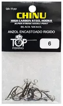 Anzol Top Fishing Chinu Encastoado Rigido 06 com 10 Pçs