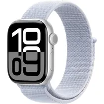 Apple Watch S10 Caixa de Alumínio Prata com Pulseira Esportiva Loop Azul Nuvem 42 MM MWWD3LW/A